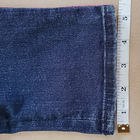 LOFT Dark Blue Skinny Jeans with Red Velvet Side Embellished Size 26/2 EUC - Picture 10 of 12
